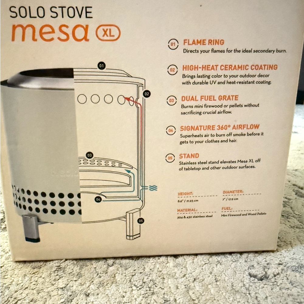 Solo Stove Mesa XL 8.6”x7” NIB Stainless Steel Ceramic Coating - Picture 2 of 3